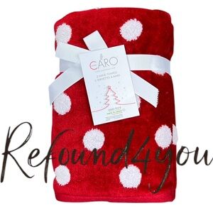 Caro - ‘Red & White Polkadots’ Hand Towels (2). NWT. Rare find! Firm!